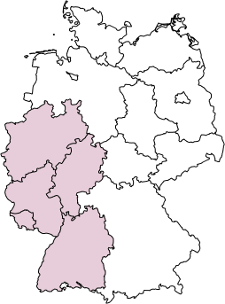 Deutschland Karte mit markierten Bundesländern.